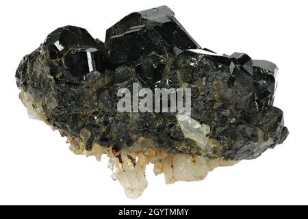 cassiterite (tin ore) from Viloco, Bolivia isolated on white background Stock Photo