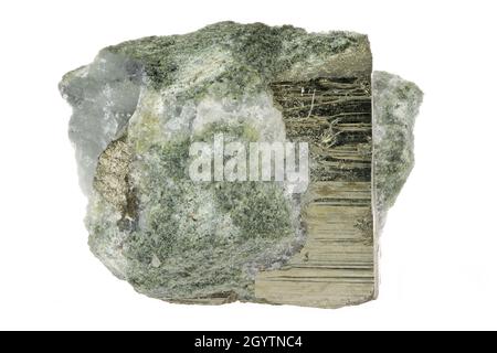 pyrite cubic crystal from Rechnitz, Austria isolated on white background Stock Photo