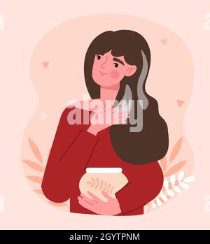 Girl applies mask to her hair Stock Vector