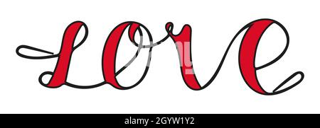Love and romantic lettering for Happy Valentines Day. Vector illustration.  Stock Vector