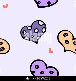 Violet background with hearts. Pattern for wrapping paper.  Stock Vector