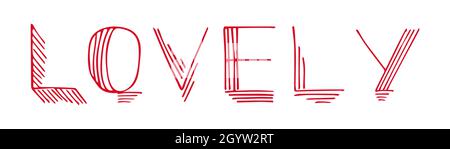 Love and romantic lettering for Happy Valentines Day. Vector illustration.  Stock Vector