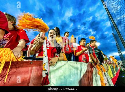 University of Maryland students at a college soccer game on campus at Ludwig Field, in College Park, Maryland Stock Photo