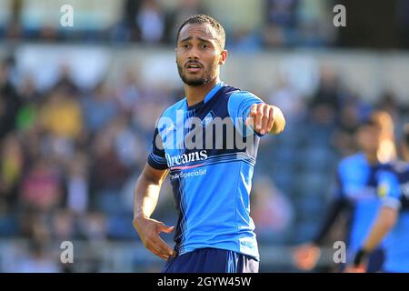 High Wycombe, UK. 09th Oct, 2021. Jordan Obita of Wycombe Wanderers in action during the game. EFL Skybet football league one match, Wycombe Wanderers v Gillingham at Adams Park Stadium in High Wycombe, Buckinghamshire on Saturday 9th October 2021 . this image may only be used for Editorial purposes. Editorial use only, license required for commercial use. No use in betting, games or a single club/league/player publications. pic by Steffan Bowen/Andrew Orchard sports photography/Alamy Live news Credit: Andrew Orchard sports photography/Alamy Live News Stock Photo