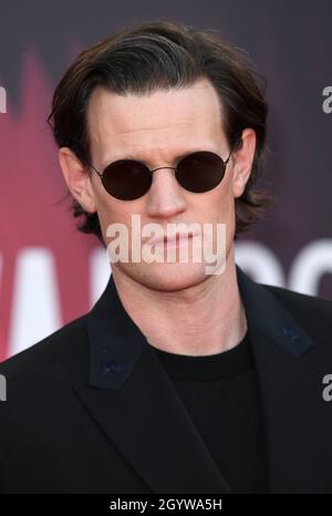 October 9th, 2021. London, UK. Matt Smith arriving at the Last Night in Soho gala premiere, part of the BFI London Film Festival, held at The Royal Festival Hall. Credit: Doug Peters/EMPICS/Alamy Live News