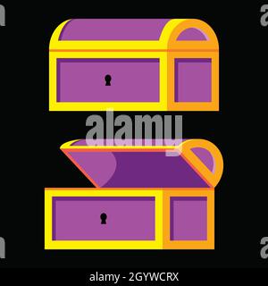 Treasure chest open and closed - flat design Stock Vector