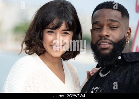 Shirine Boutella and Tayc attend the Christmas Flow photocall during ...