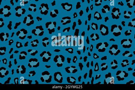 Abstract modern leopard seamless pattern. Animals trendy background. Blue and black decorative vector stock illustration for print, card, postcard Stock Vector