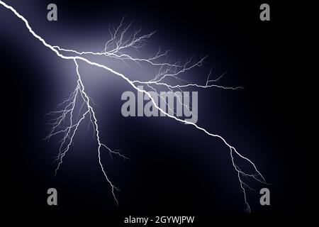 A lightning strike on the black background Stock Photo - Alamy