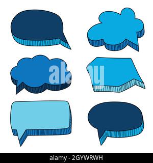 Vector speech bubbles doodle set. Hand-drawn style. Vector Illustration - set on white Stock Vector