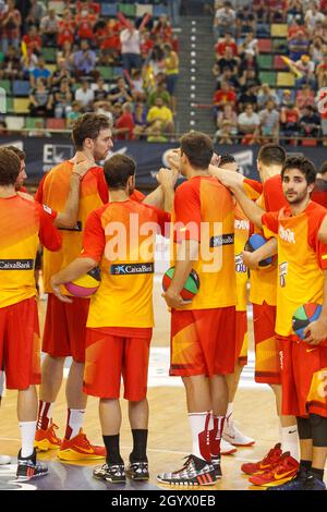 A Coruña, Spain Friendly basketball match between Spain and Canada at the Coliseum in A Coruña on August 6, 2014 Stock Photo