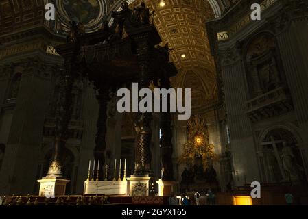 VATICAN, VATICAN CITY - Sep 02, 2019: The St Peter's Basilica interior and architecture in Vatican City, Italy Stock Photo