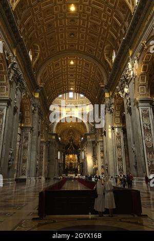 VATICAN, VATICAN CITY - Sep 02, 2019: The St Peter's Basilica interior and architecture in Vatican City, Italy Stock Photo