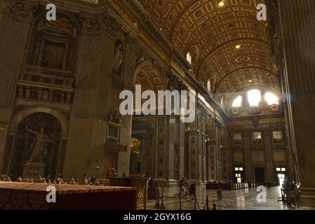 VATICAN, VATICAN CITY - Sep 02, 2019: The St Peter's Basilica interior and architecture in Vatican City, Italy Stock Photo