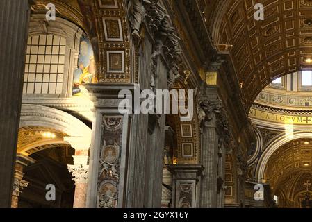 VATICAN, VATICAN CITY - Sep 02, 2019: The St Peter's Basilica interior and architecture in Vatican City, Italy Stock Photo