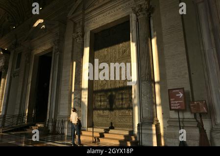 VATICAN, VATICAN CITY - Sep 02, 2019: The Holy Door at St. Peter's Basilica in Vatican Stock Photo