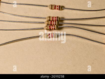 close-up of micro resistors, electronic components Stock Photo