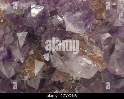 Detail of violet amethyst quartz crystals Stock Photo