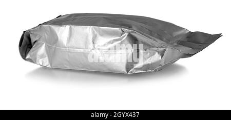 close up of an aluminum bag on white background with clipping path Stock Photo