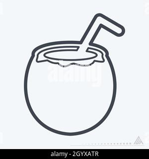 Icon Coconut - Line Style - Simple illustration, Editable stroke, Design template vector, Good for prints, posters, advertisements, announcements, inf Stock Vector