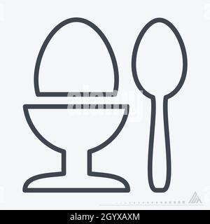 Icon Boiled Egg - Line Style - Simple illustration, Editable stroke, Design template vector, Good for prints, posters, advertisements, announcements, Stock Vector