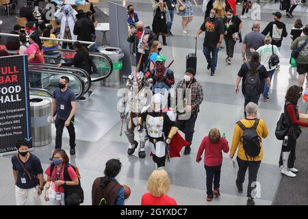 Jacob K. Javits Convention Center, New York, USA, October 09, 2021 - Thousands of Peoples Dressed in All Types of Costume Participated on the 3RD Day of the 2021 New York ComicCon Today at the Javits Center in New York City. Photo: Luiz Rampelotto/EuropaNewswire PHOTO CREDIT MANDATORY. Stock Photo