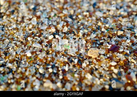Close-up of glass sand on Kauai Glass Beach Stock Photo