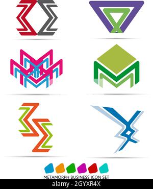 Colorful geometric vector business icon,logo, sign, symbol pack for creative design need Stock Vector