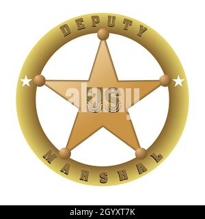 Marshal star badge. 3d vector color illustration Stock Vector