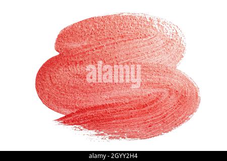 Brush of pearl red paint on a white background. Red paint texture isolate. High quality photo Stock Photo