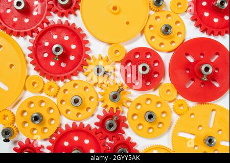 Multicolor education gear abstract background. Top view Stock Photo