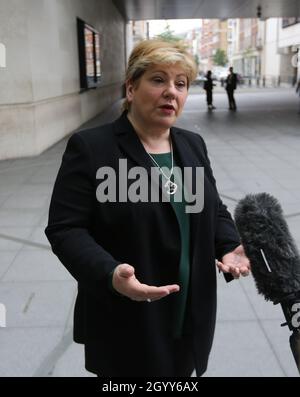 London, England, UK. 10th Oct, 2021. Shadow International Trade Secretary EMILY THORNBERRY is seen outside BBC after she appeared on The Andrew Marr Show. (Credit Image: © Tayfun Salci/ZUMA Press Wire) Stock Photo