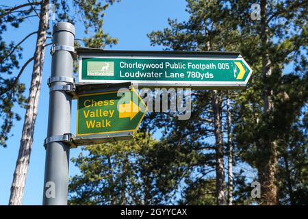Chess Valley Walk signpost in Hertfordshire, England United Kingdom UK Stock Photo