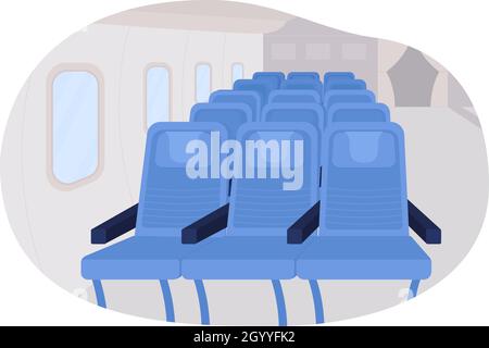 Airplane passenger seats row 2D vector isolated illustration Stock Vector