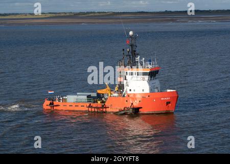 The water injection dredger Iguazu sailing on the Irish Sea near the approach to the River Mersey Liverpool UK Stock Photo