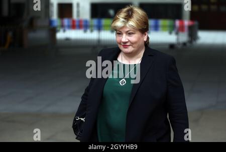 London, England, UK. 10th Oct, 2021. Shadow International Trade Secretary EMILY THORNBERRY is seen outside BBC after she appeared on The Andrew Marr Show. (Credit Image: © Tayfun Salci/ZUMA Press Wire) Stock Photo