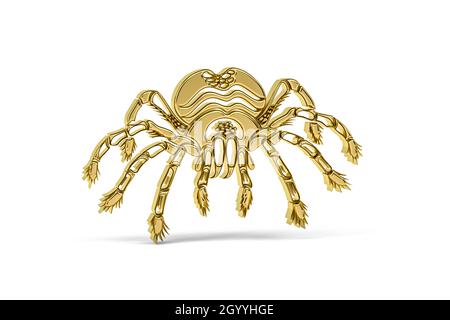 Golden 3d spider icon isolated on white background - 3d render Stock Photo