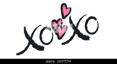 Xoxo Brush Lettering Sign Grunge Calligraphic Hugs And Kisses