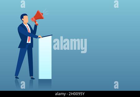Vector of a businessman making an announcement with megaphone Stock Vector