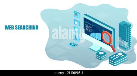 Searching engine analytics concept of online website data Stock Vector