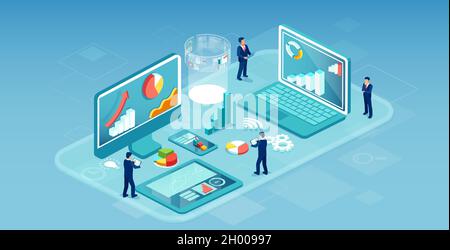 Vector of a business people team developing financial mobile apps for internet banking Stock Vector