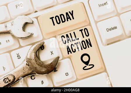 Writing displaying text Call To Action. Word for exhortation do something in order achieve aim with problem Abstract Doing Virtual Bookkeeping Stock Photo