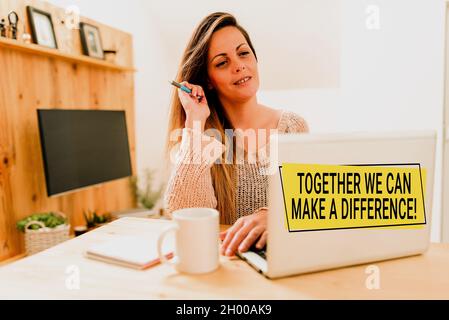 Conceptual caption Together We Can Make A Difference. Word Written on be very important some way in like team or group Abstract Watching Online Movies Stock Photo