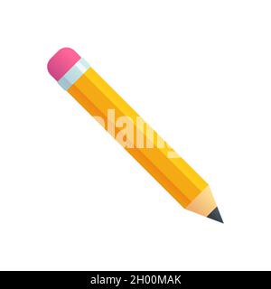 Simple cartoon pencil icon, flat vector clip art illustration. Stock Vector