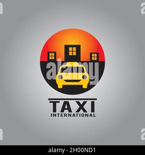 Taxi international concept logo design template vector. circle taxi logo emblem sticker Stock Vector