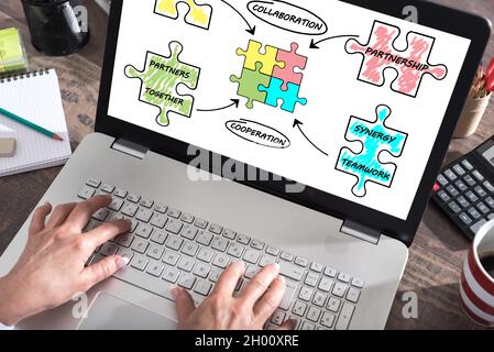 Partnership concept shown on a laptop screen Stock Photo