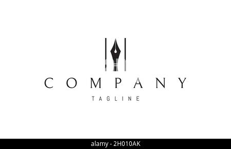 Vector logo on which an abstract image of an ink pen with a hole in the form of a drop. Stock Vector