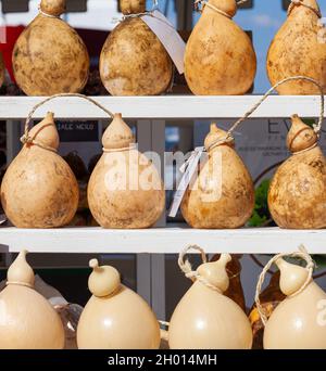 Collection of Italian cheese provolone or caciocavallo made from sheep or cow milk in South Italy Stock Photo