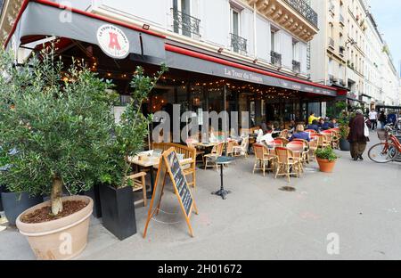 The traditional French cafe du Temple located near Republic square in  Paris, France Stock Photo - Alamy