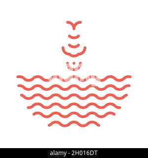 Fish jumping from water waves logo. Poke bowl logotype Stock Vector